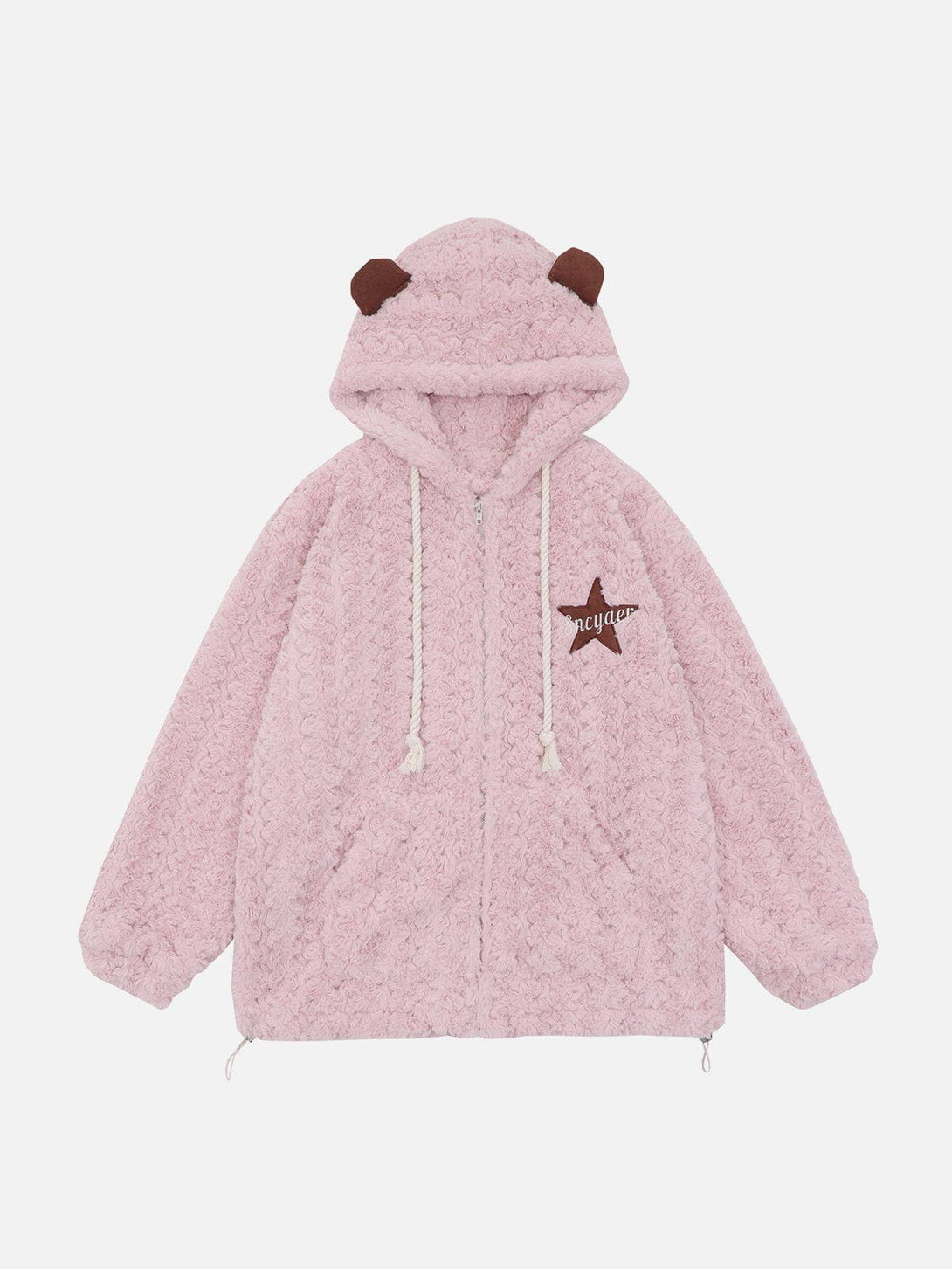 Lacezy - Bear Ear Zip-up Hoodie- Streetwear Fashion - lacezy.com