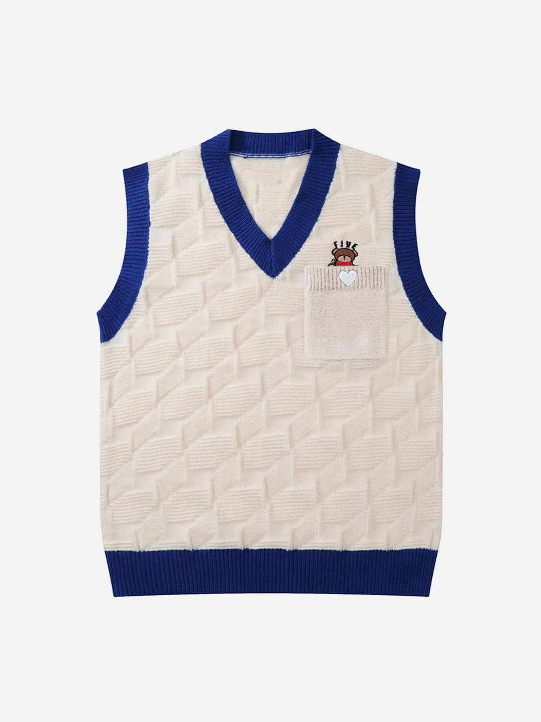 Lacezy - Bear Embroidered Sweater Vest- Streetwear Fashion - lacezy.com