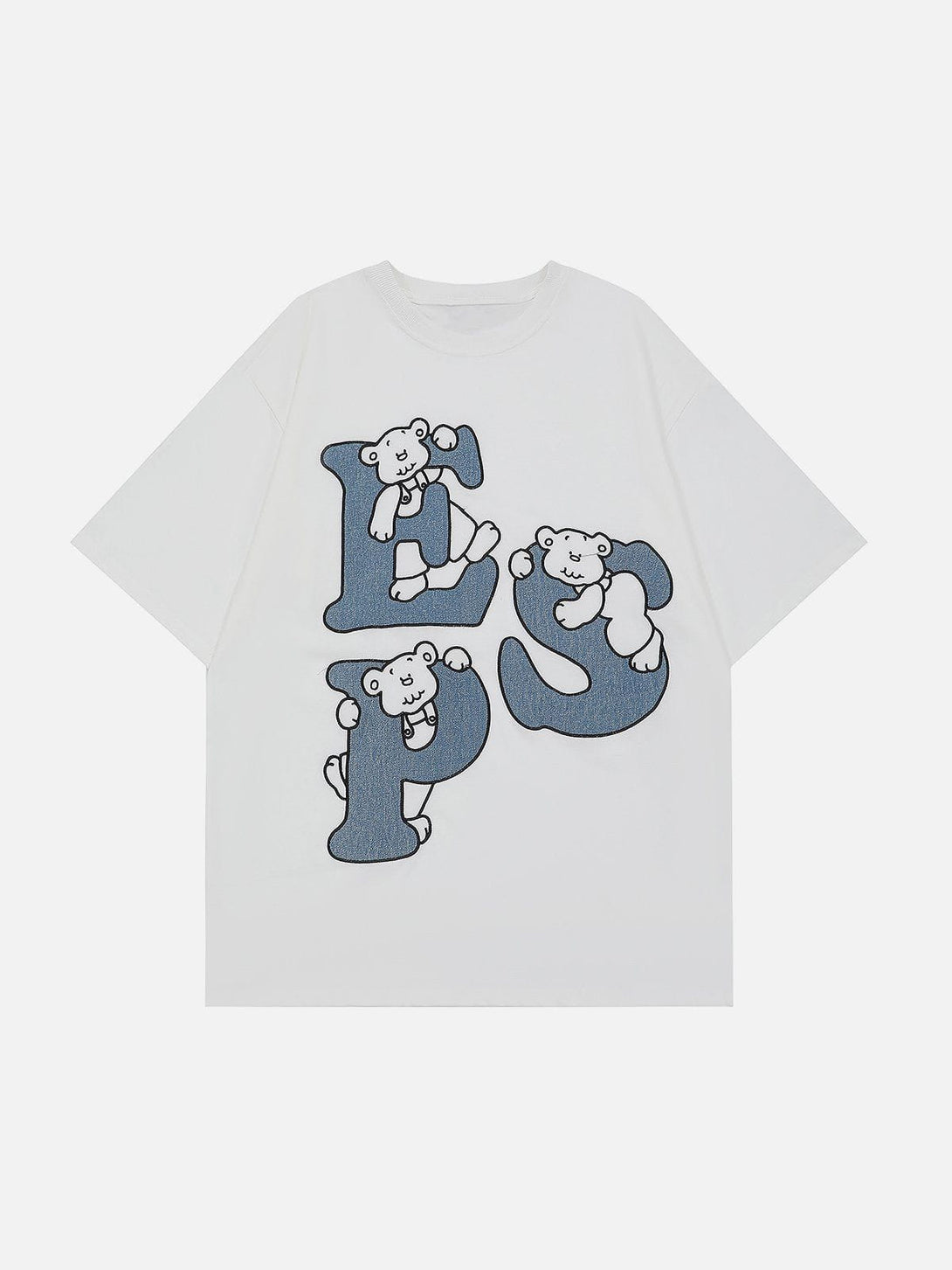 Lacezy - Bear Letter Print Tee- Streetwear Fashion - lacezy.com