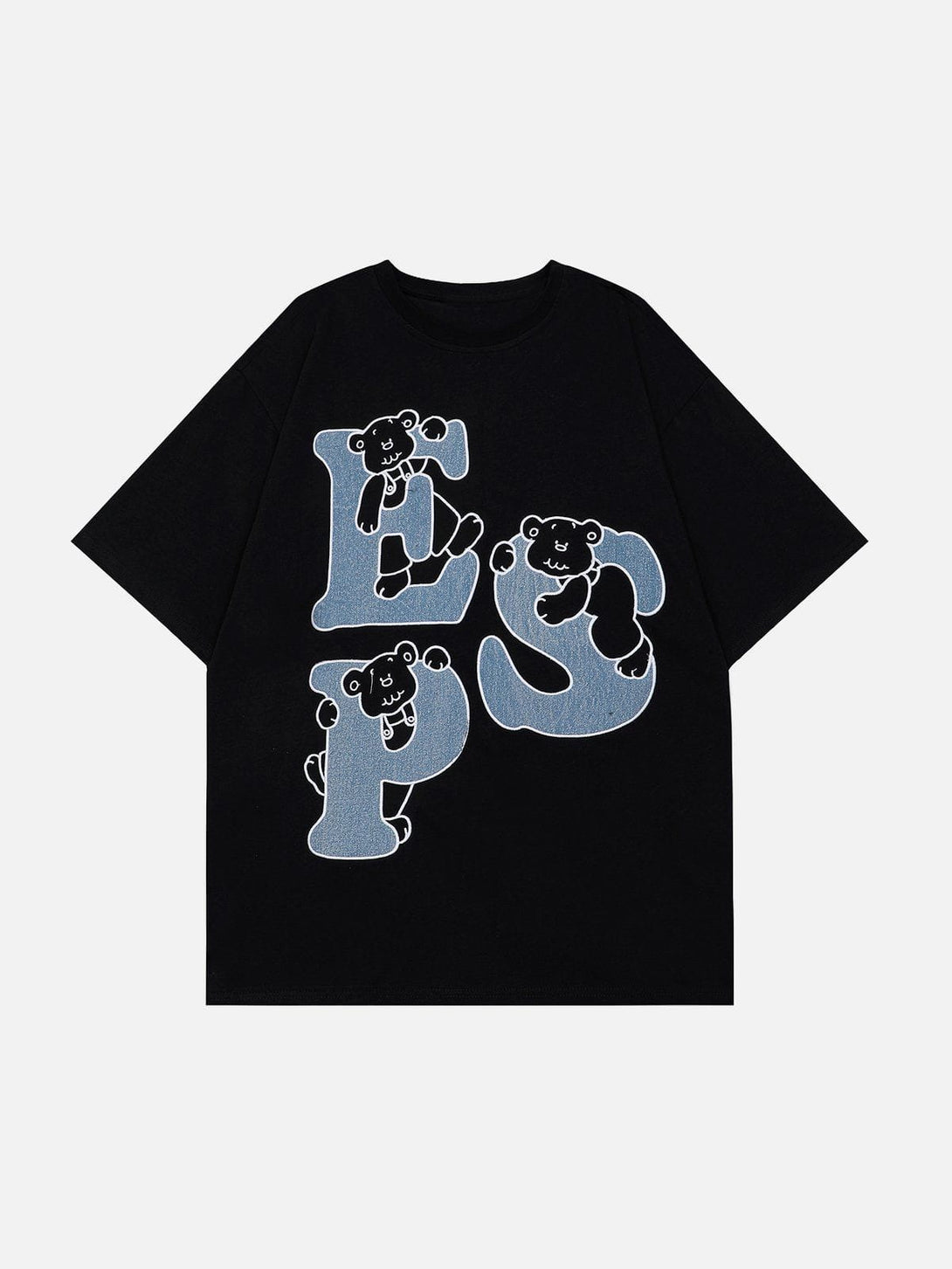 Lacezy - Bear Letter Print Tee- Streetwear Fashion - lacezy.com