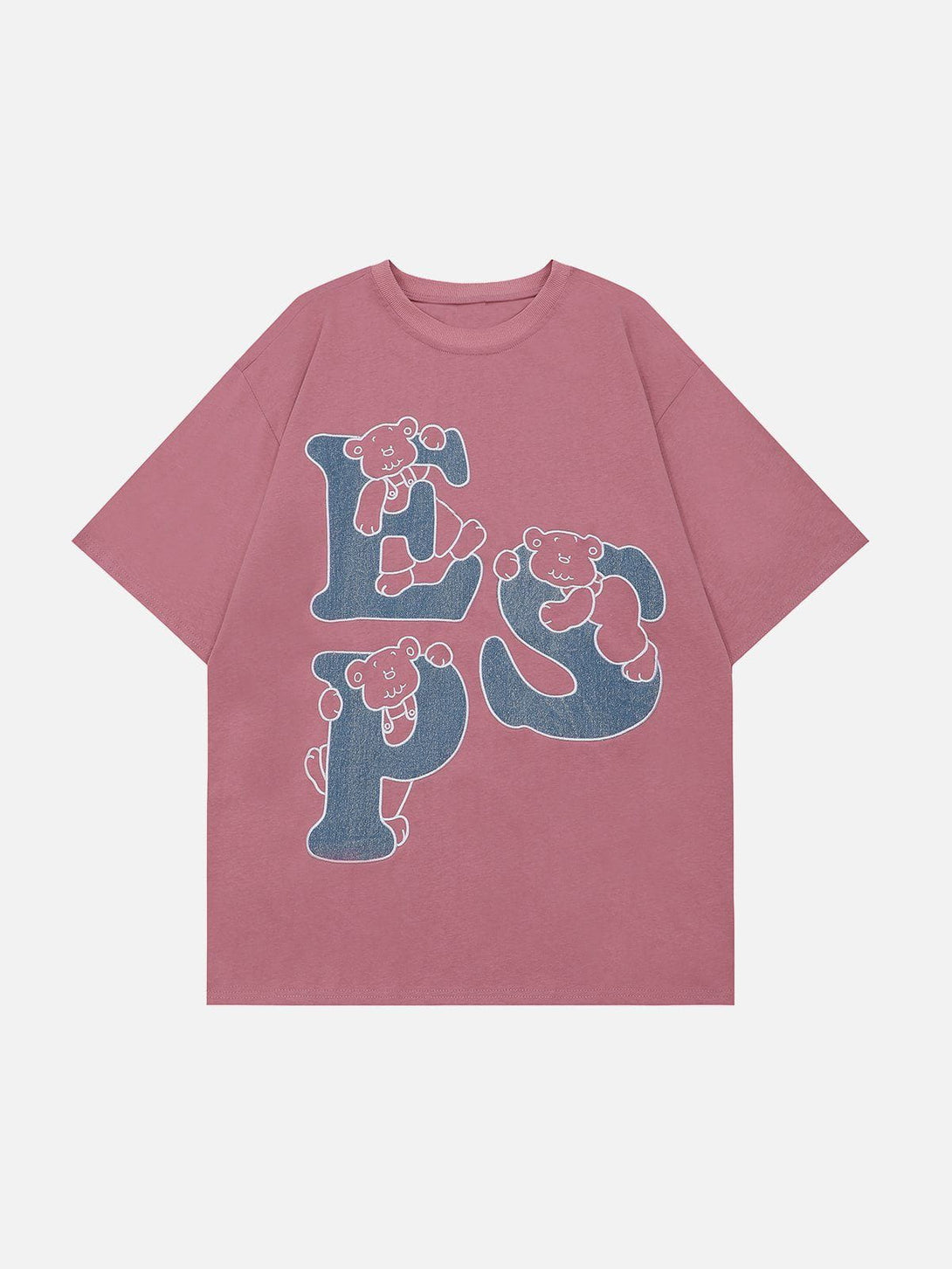 Lacezy - Bear Letter Print Tee- Streetwear Fashion - lacezy.com