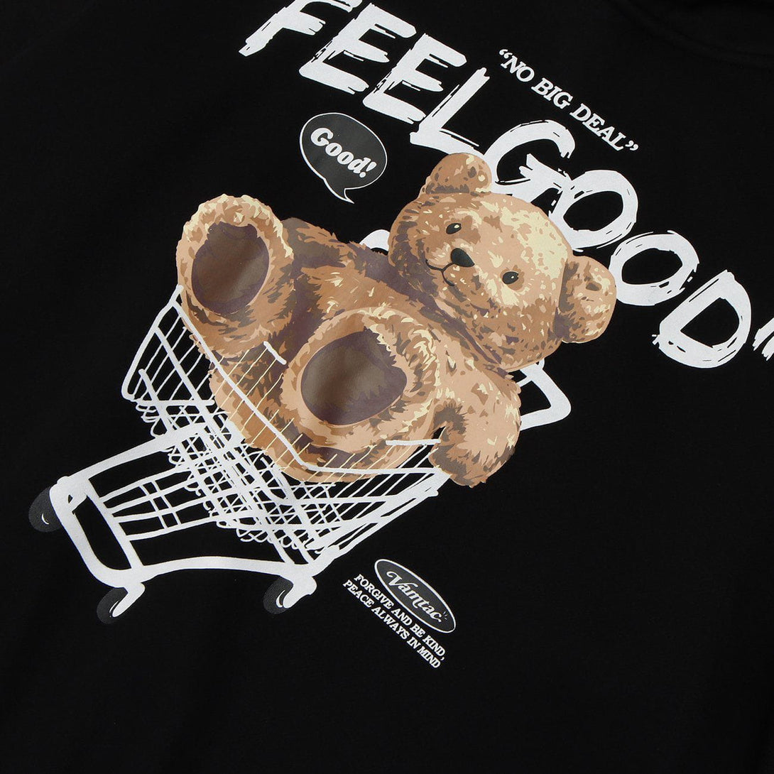 Lacezy - Bear Letter Shopping Cart Print Hoodie- Streetwear Fashion - lacezy.com