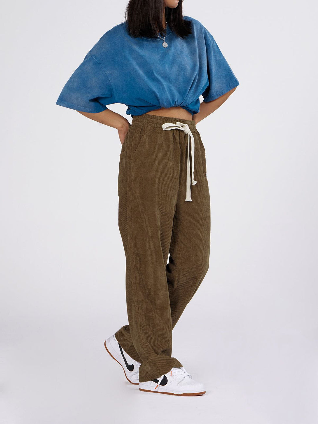 Lacezy - Bee Embroidered Corduroy Pants- Streetwear Fashion - lacezy.com