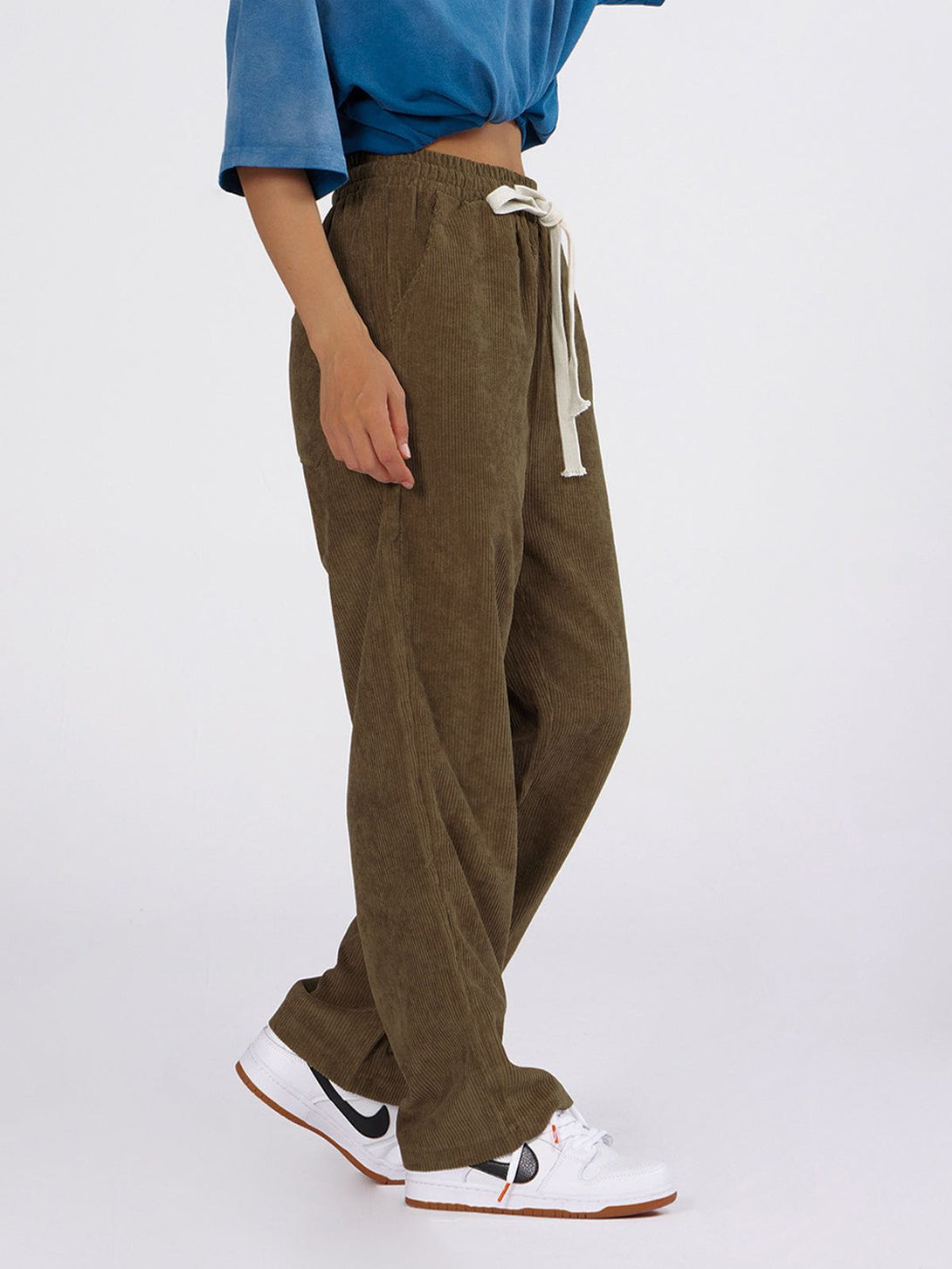 Lacezy - Bee Embroidered Corduroy Pants- Streetwear Fashion - lacezy.com