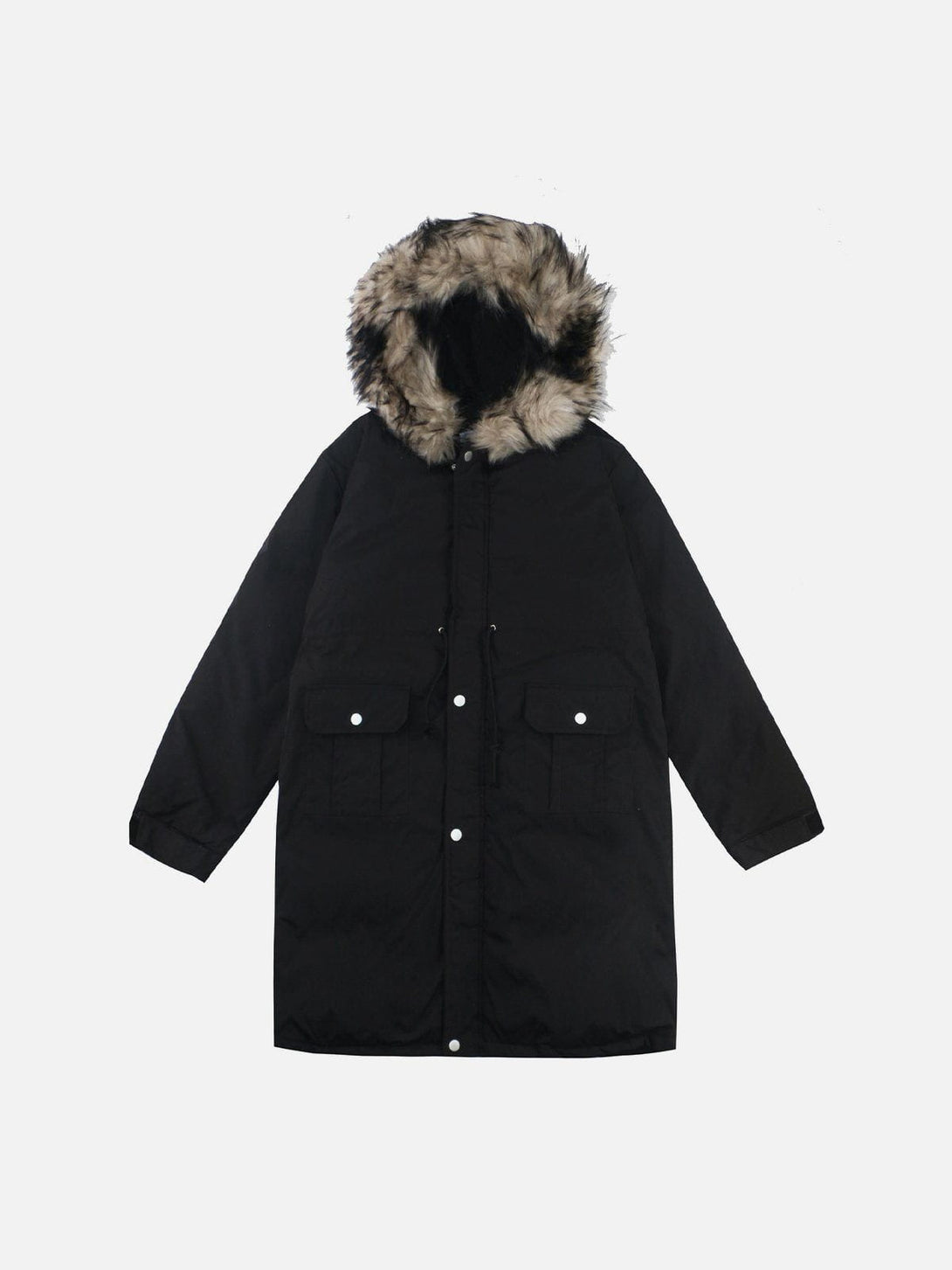 Lacezy - Big Hat Solid Color Extended Winter Coat- Streetwear Fashion - lacezy.com