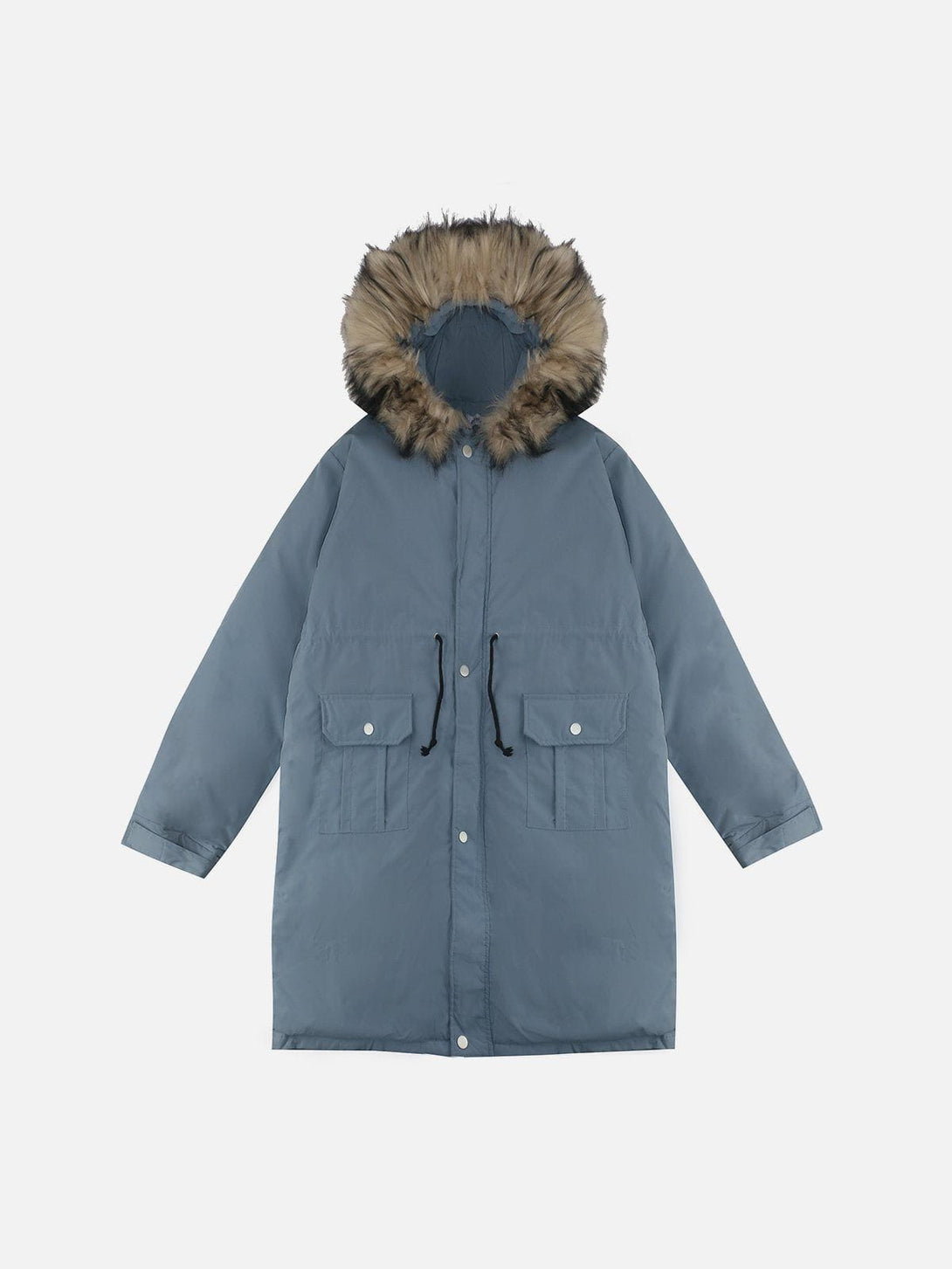 Lacezy - Big Hat Solid Color Extended Winter Coat- Streetwear Fashion - lacezy.com