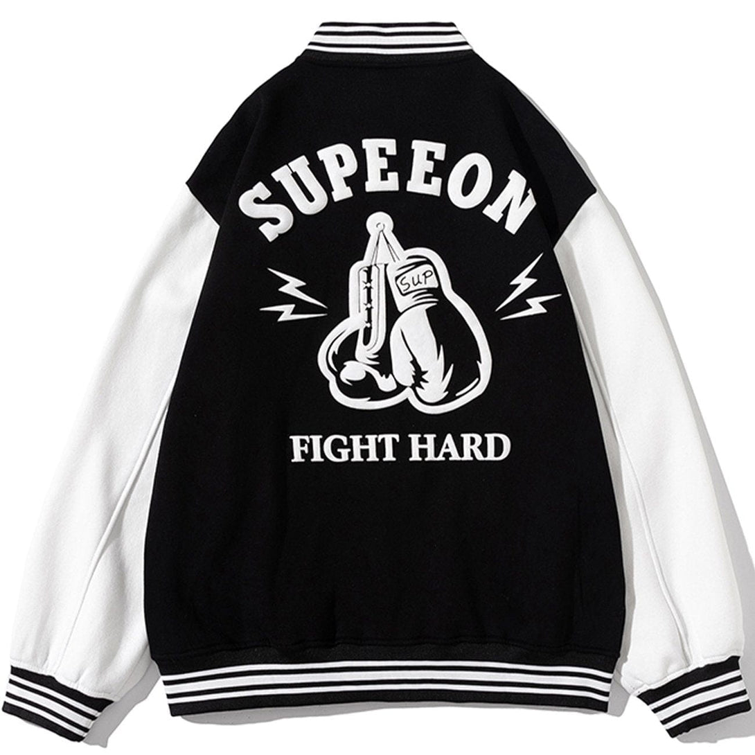 Lacezy - Boxing Set Foam Letters Varsity Jacket- Streetwear Fashion - lacezy.com