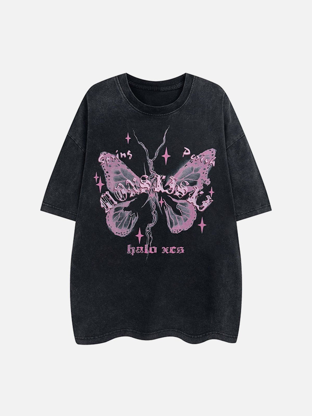 Lacezy - Broken Moth Star Print Tee- Streetwear Fashion - lacezy.com