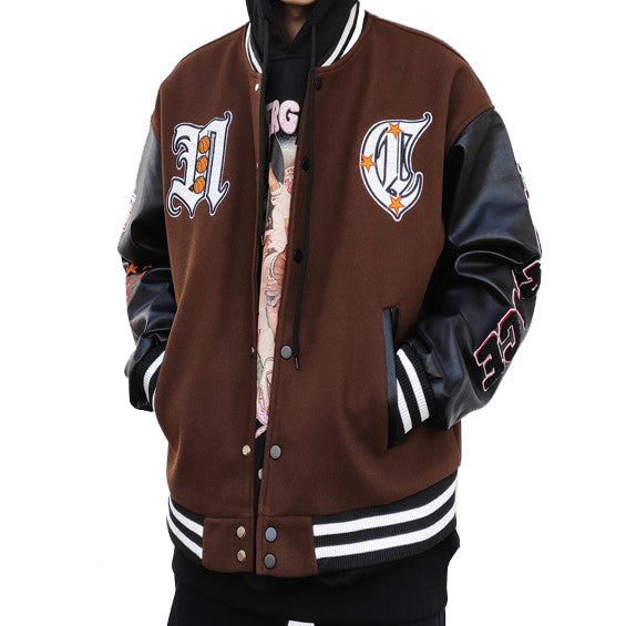 Lacezy - Brown Basketball Jacket- Streetwear Fashion - lacezy.com