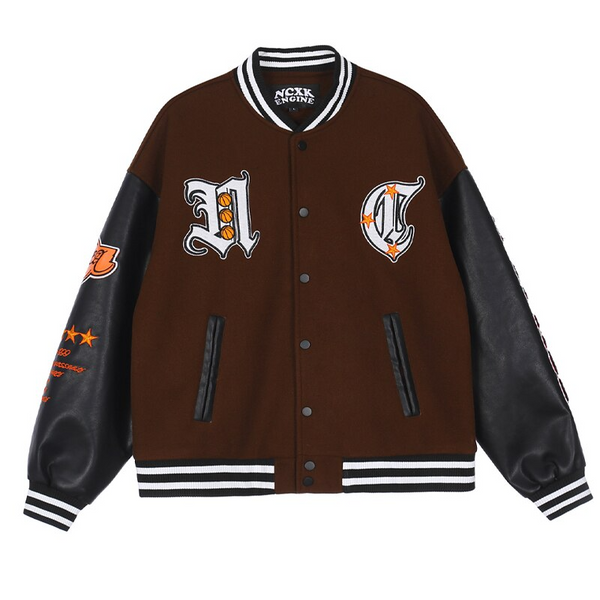 Lacezy - Brown Basketball Jacket- Streetwear Fashion - lacezy.com