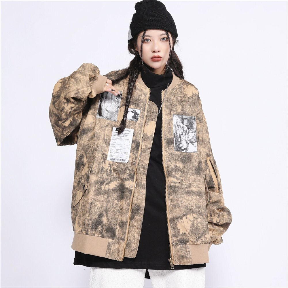 Lacezy - Brown Camouflage Jacket- Streetwear Fashion - lacezy.com