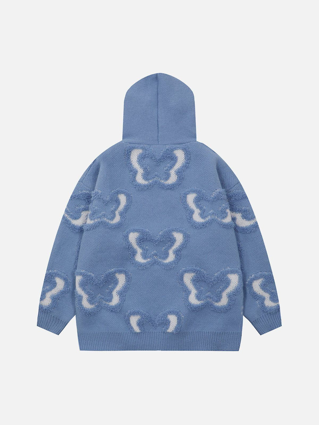 Lacezy - Butterfly Flocked Knit Hoodie- Streetwear Fashion - lacezy.com