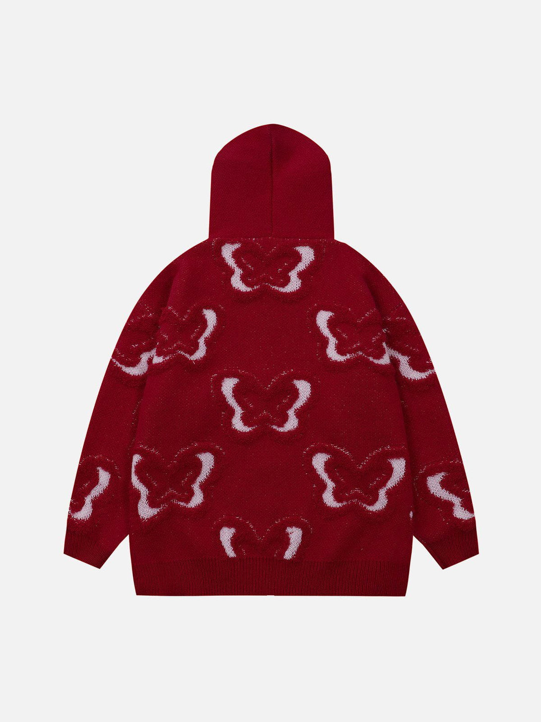 Lacezy - Butterfly Flocked Knit Hoodie- Streetwear Fashion - lacezy.com