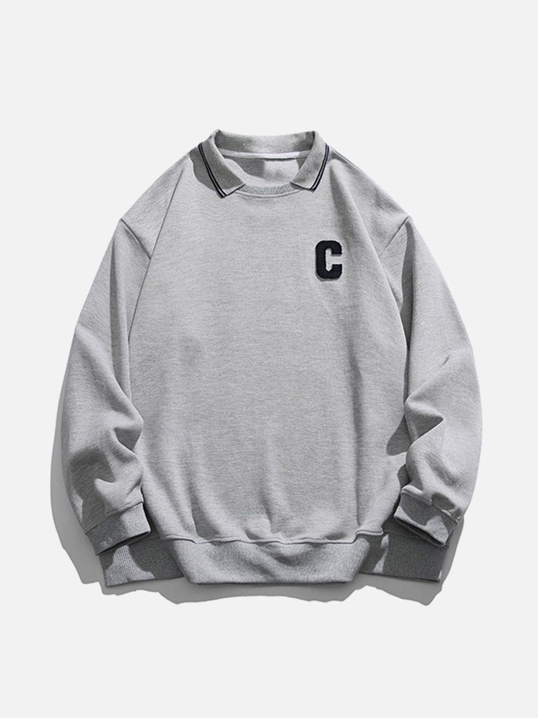 Lacezy - C Letter Embroidery Sweatshirt- Streetwear Fashion - lacezy.com