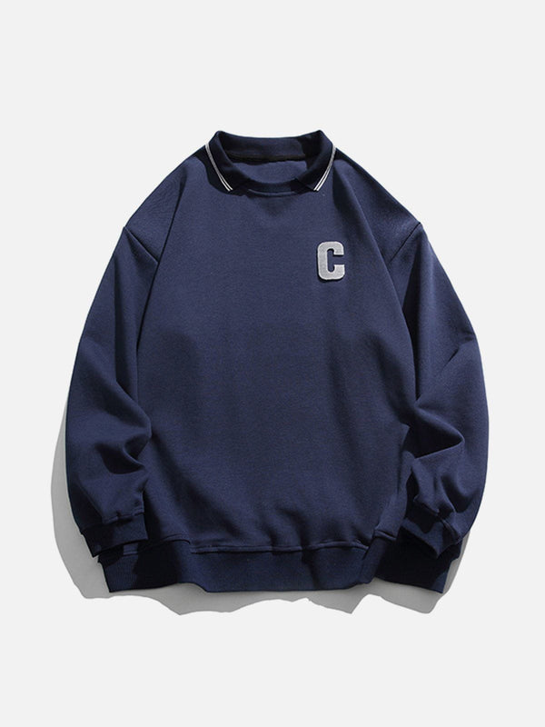 Lacezy - C Letter Embroidery Sweatshirt- Streetwear Fashion - lacezy.com