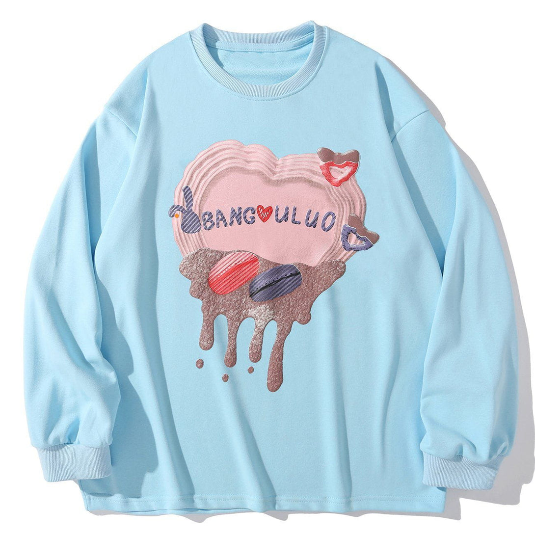 Lacezy - Cake Melt Print Sweatshirt- Streetwear Fashion - lacezy.com