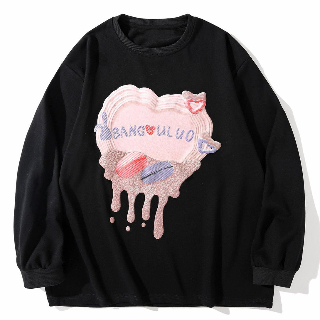 Lacezy - Cake Melt Print Sweatshirt- Streetwear Fashion - lacezy.com