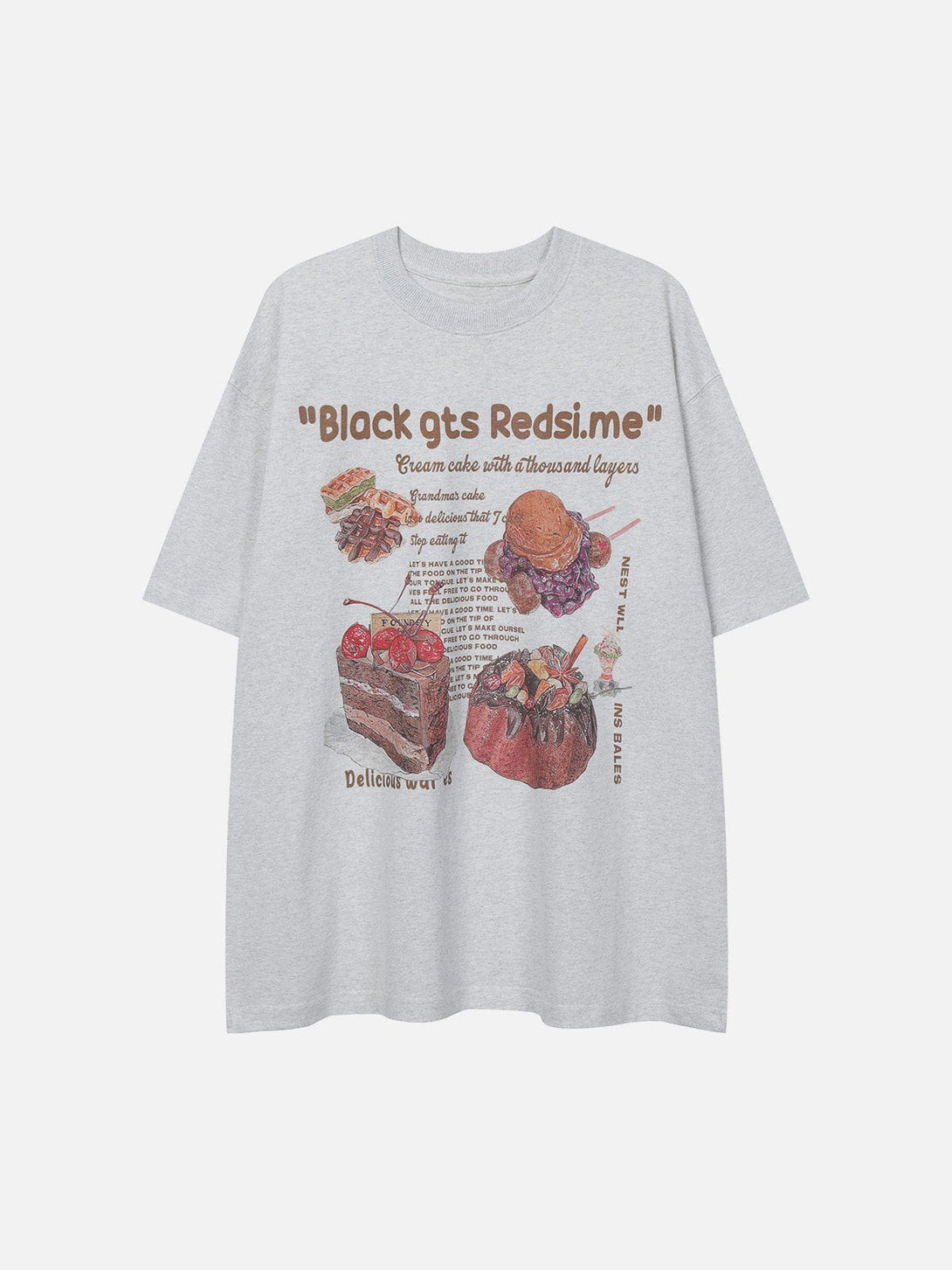 Lacezy - Cakes Print Cotton Tee- Streetwear Fashion - lacezy.com