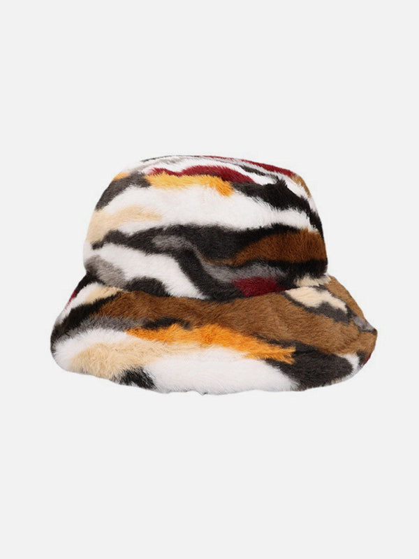 Lacezy - Camo Stripe Plush Vintage Bucket Hat- Streetwear Fashion - lacezy.com