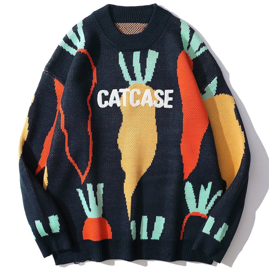 Lacezy - Carrot Pattern Knit Sweater- Streetwear Fashion - lacezy.com