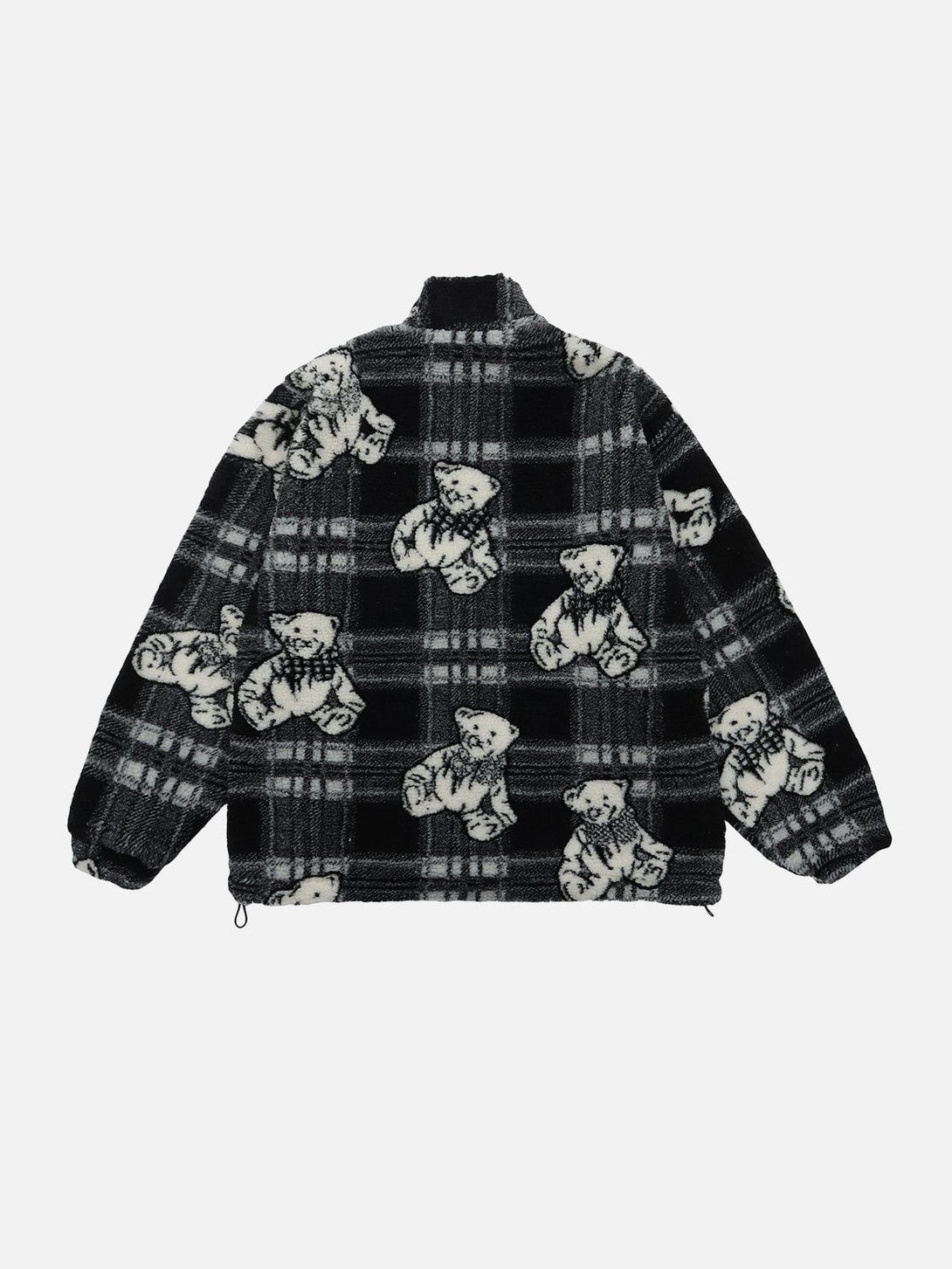 Lacezy - Cartoon Bear Graphic Sherpa Coat- Streetwear Fashion - lacezy.com