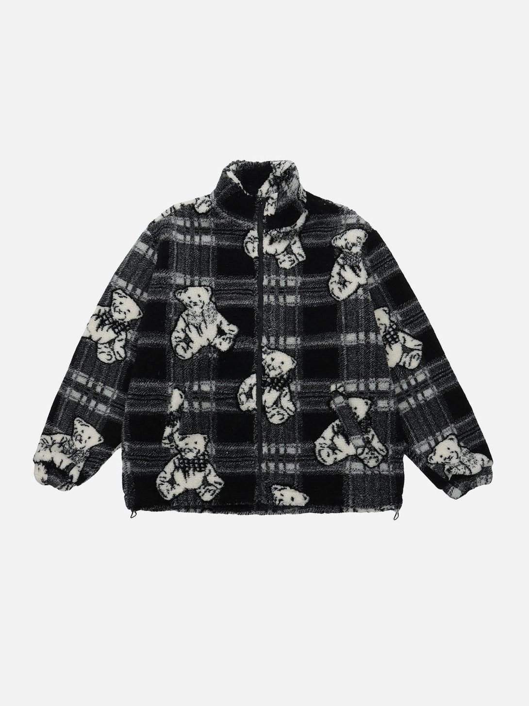 Lacezy - Cartoon Bear Graphic Sherpa Coat- Streetwear Fashion - lacezy.com