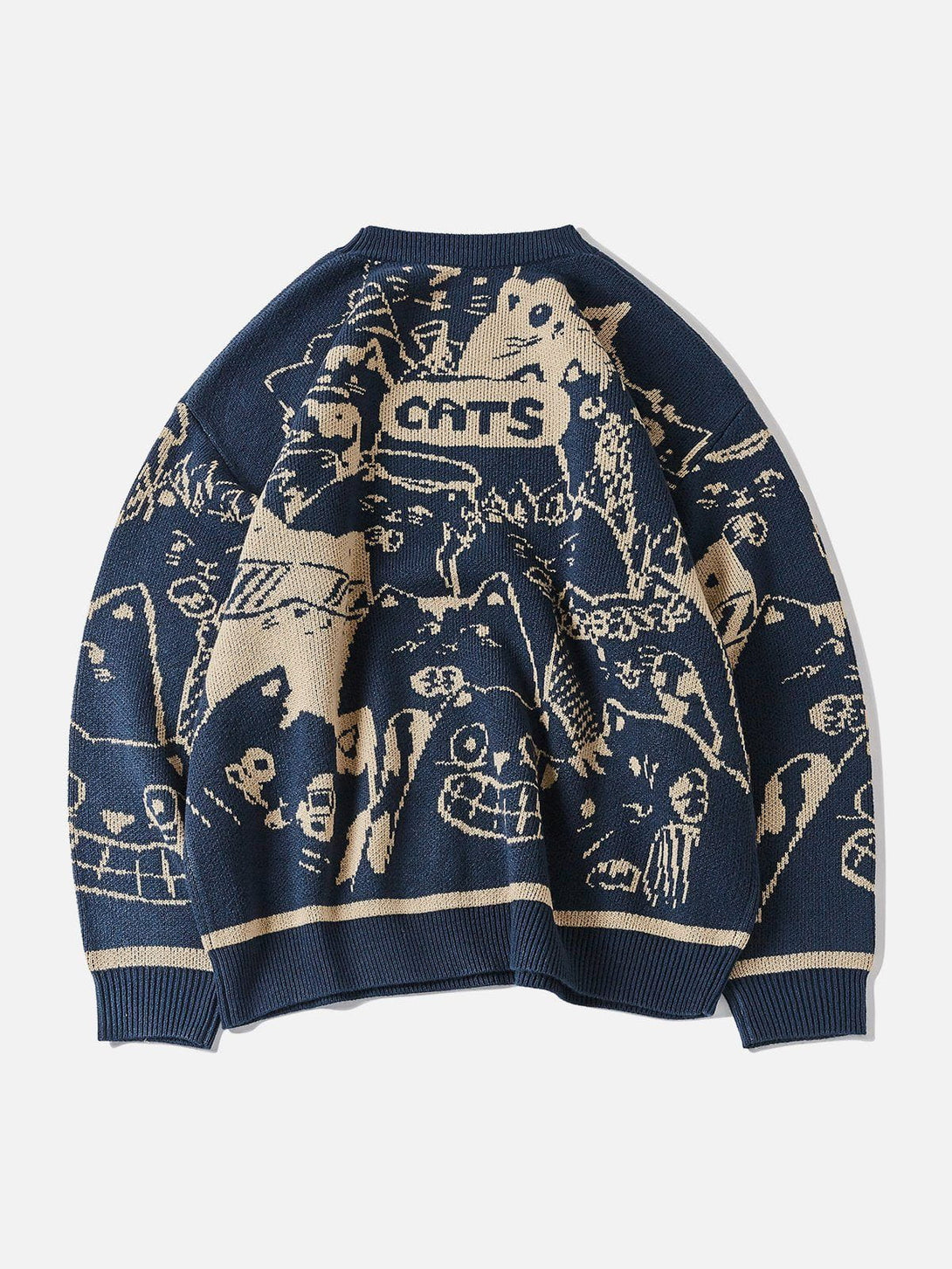 Lacezy - Cartoon Cat Knit Sweater- Streetwear Fashion - lacezy.com