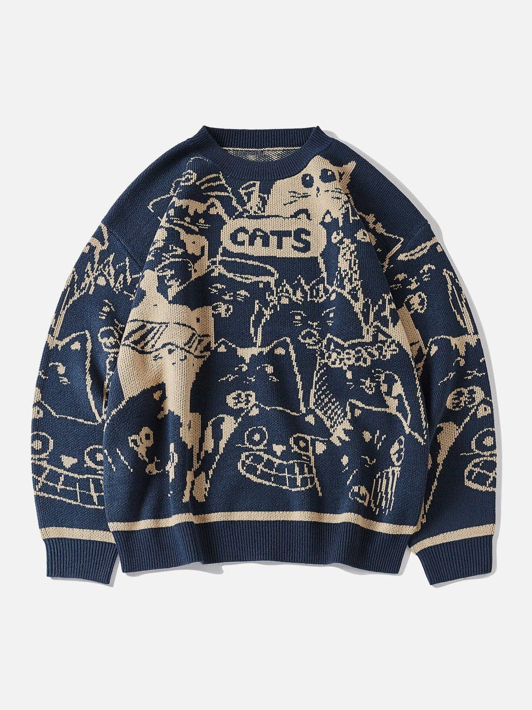 Lacezy - Cartoon Cat Knit Sweater- Streetwear Fashion - lacezy.com