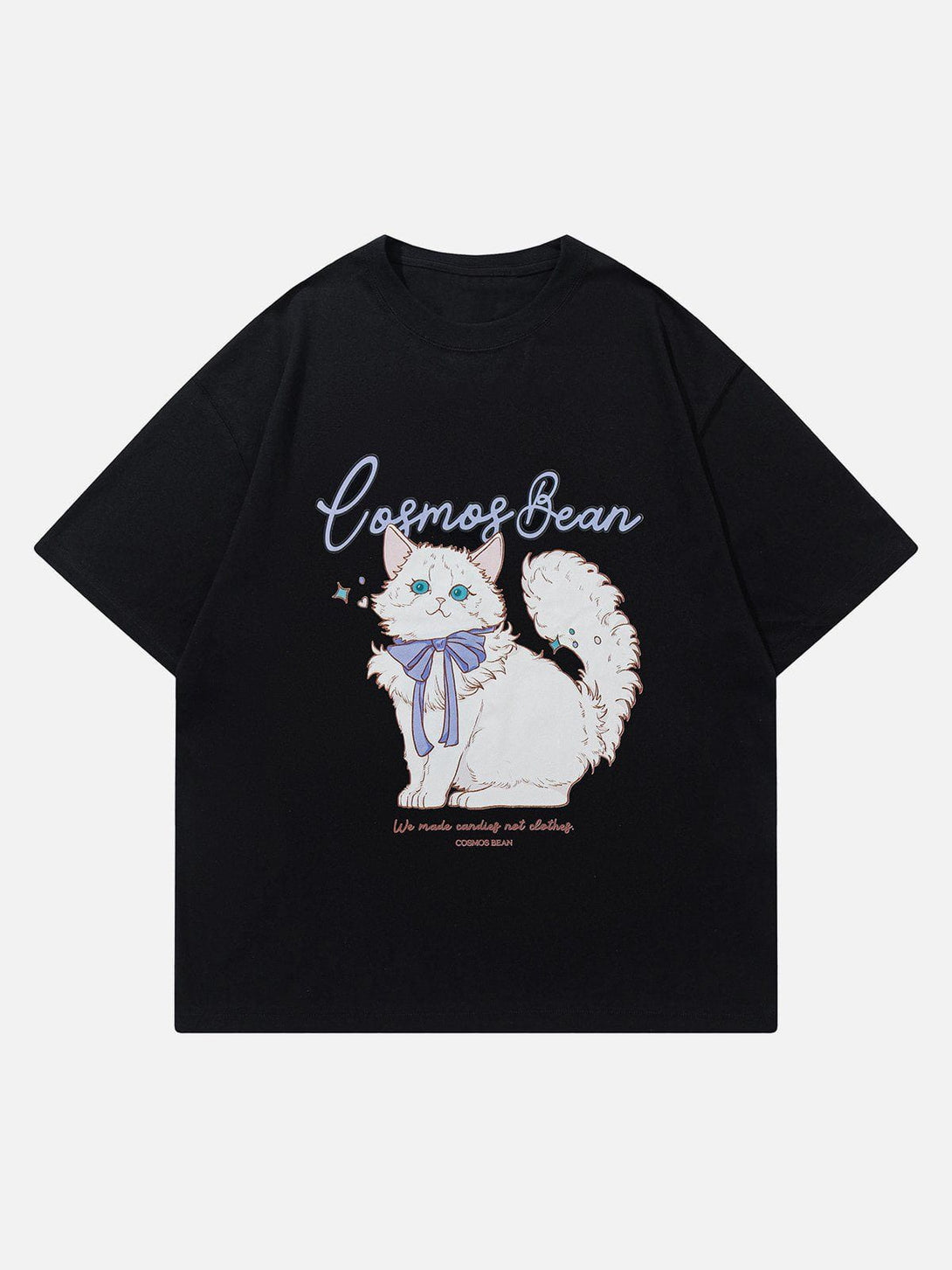 Lacezy - Cartoon Cute Cat Print Tee- Streetwear Fashion - lacezy.com