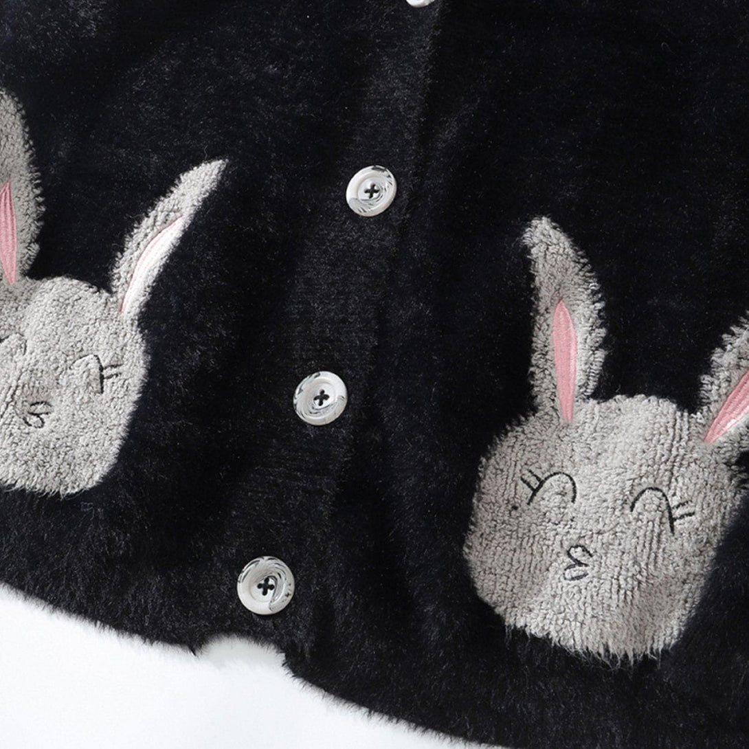 Lacezy - Cartoon Rabbit Embroidered Cardigan- Streetwear Fashion - lacezy.com