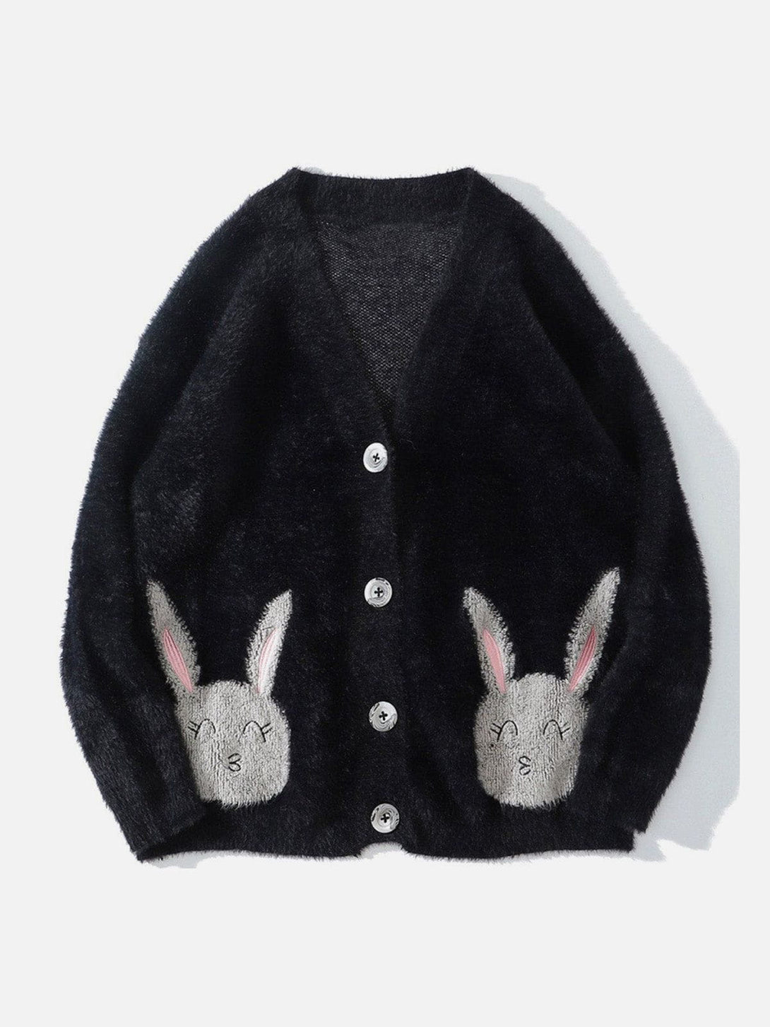 Lacezy - Cartoon Rabbit Embroidered Cardigan- Streetwear Fashion - lacezy.com