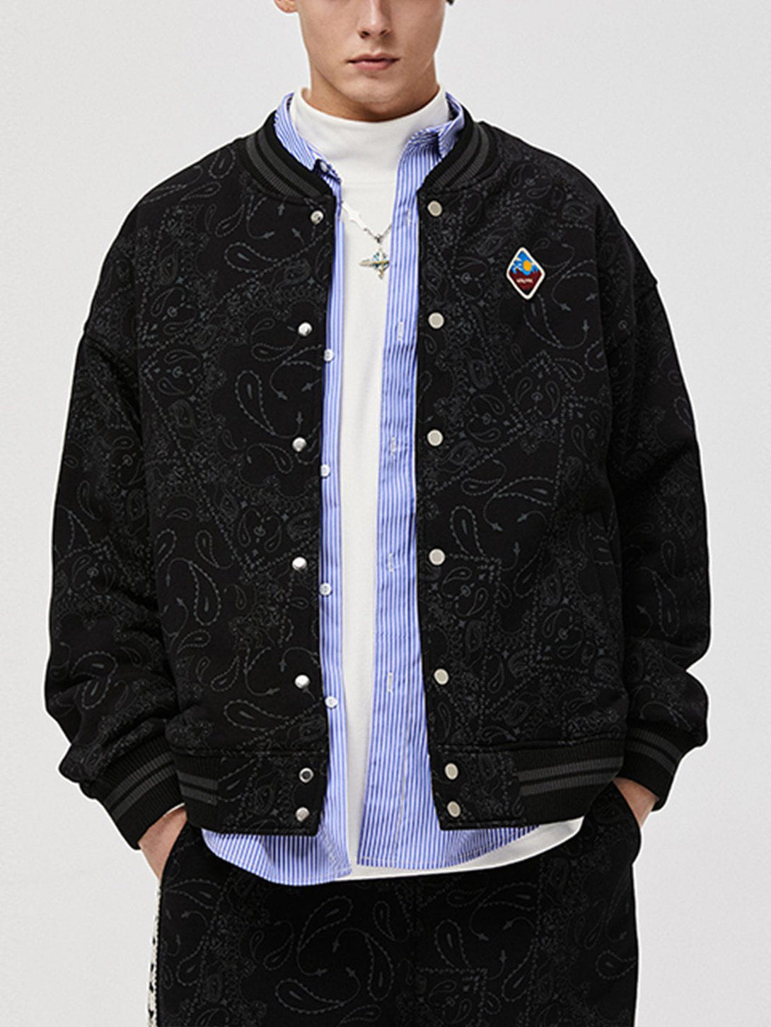 Lacezy - Cashew Print Jacket- Streetwear Fashion - lacezy.com