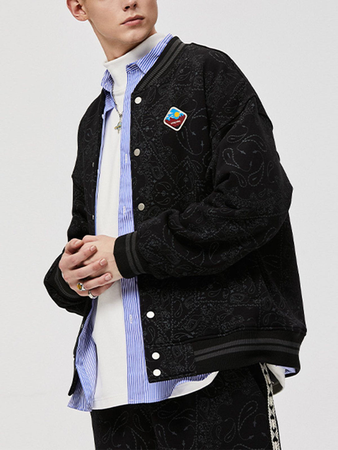 Lacezy - Cashew Print Jacket- Streetwear Fashion - lacezy.com