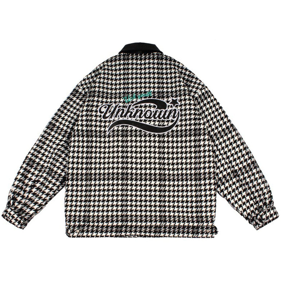 Lacezy - Check Badge Winter Coat- Streetwear Fashion - lacezy.com