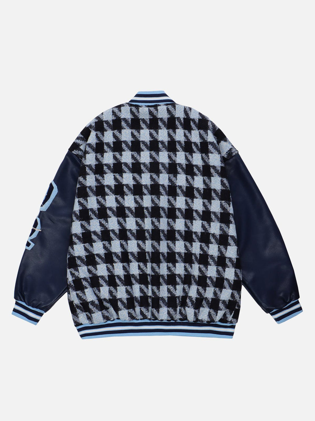 Lacezy - Check Flocked Letters Varsity Jacket- Streetwear Fashion - lacezy.com