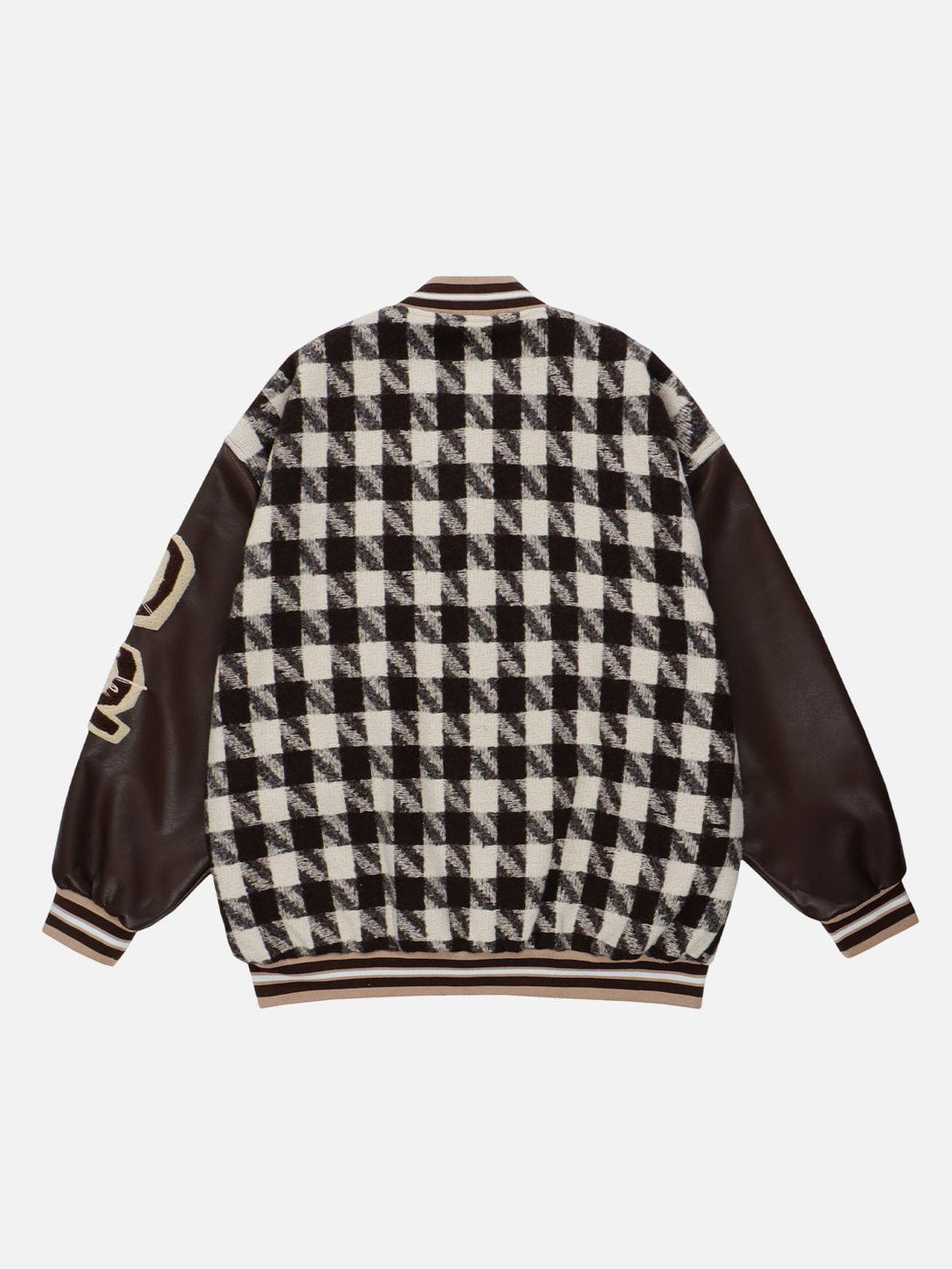 Lacezy - Check Flocked Letters Varsity Jacket- Streetwear Fashion - lacezy.com