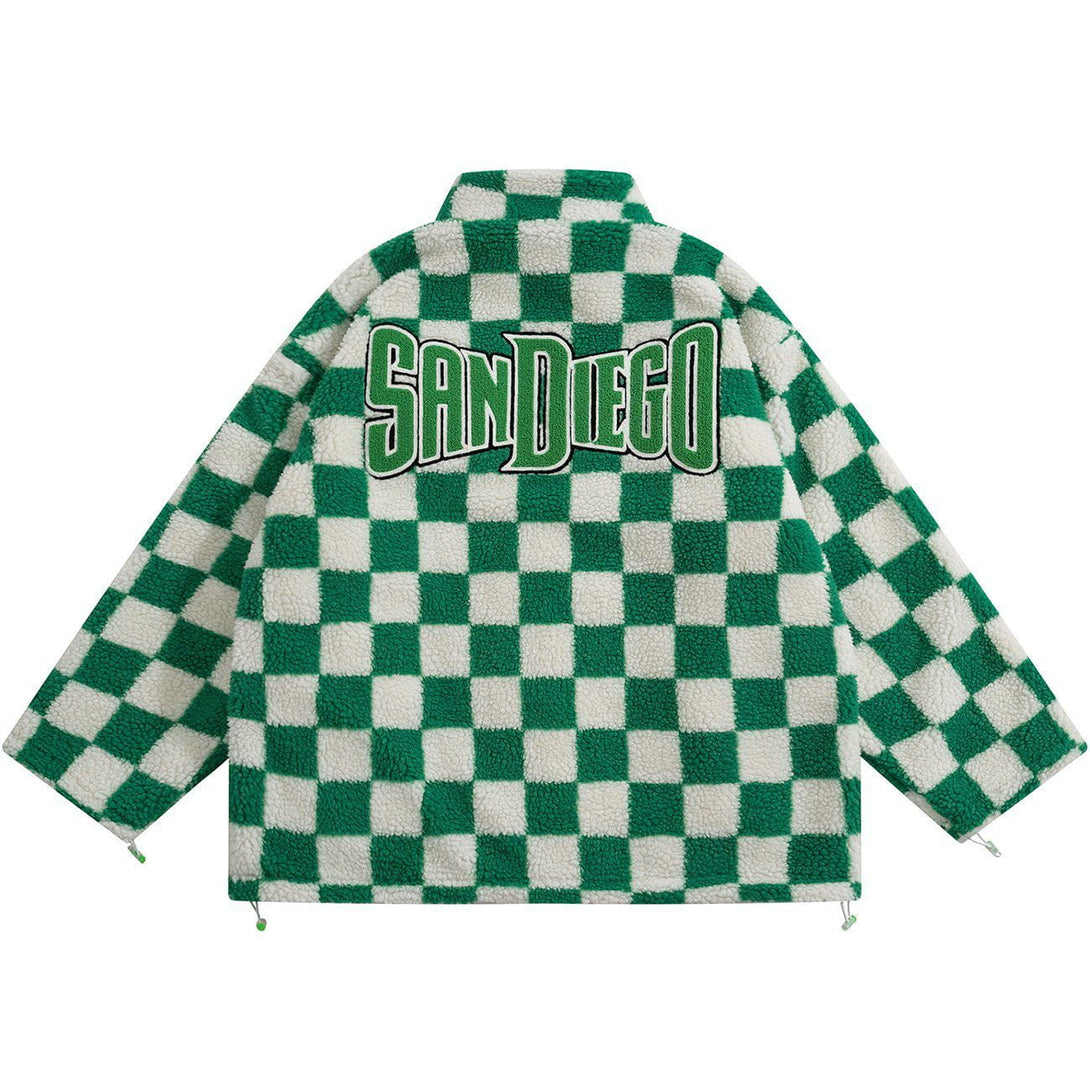 Lacezy - Checkerboard Double-sided Winter Coat- Streetwear Fashion - lacezy.com