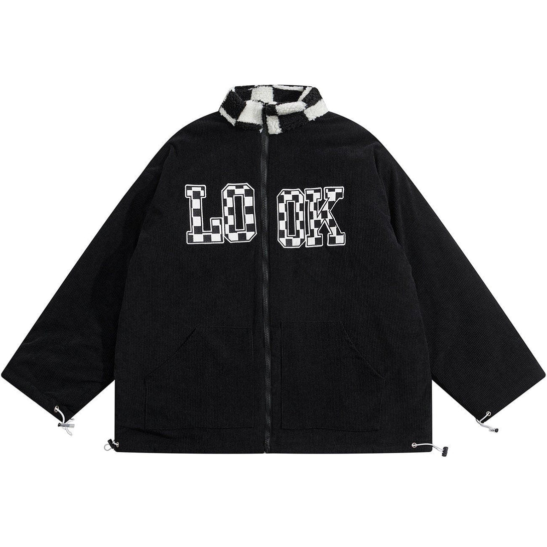 Lacezy - Checkerboard Double-sided Winter Coat- Streetwear Fashion - lacezy.com