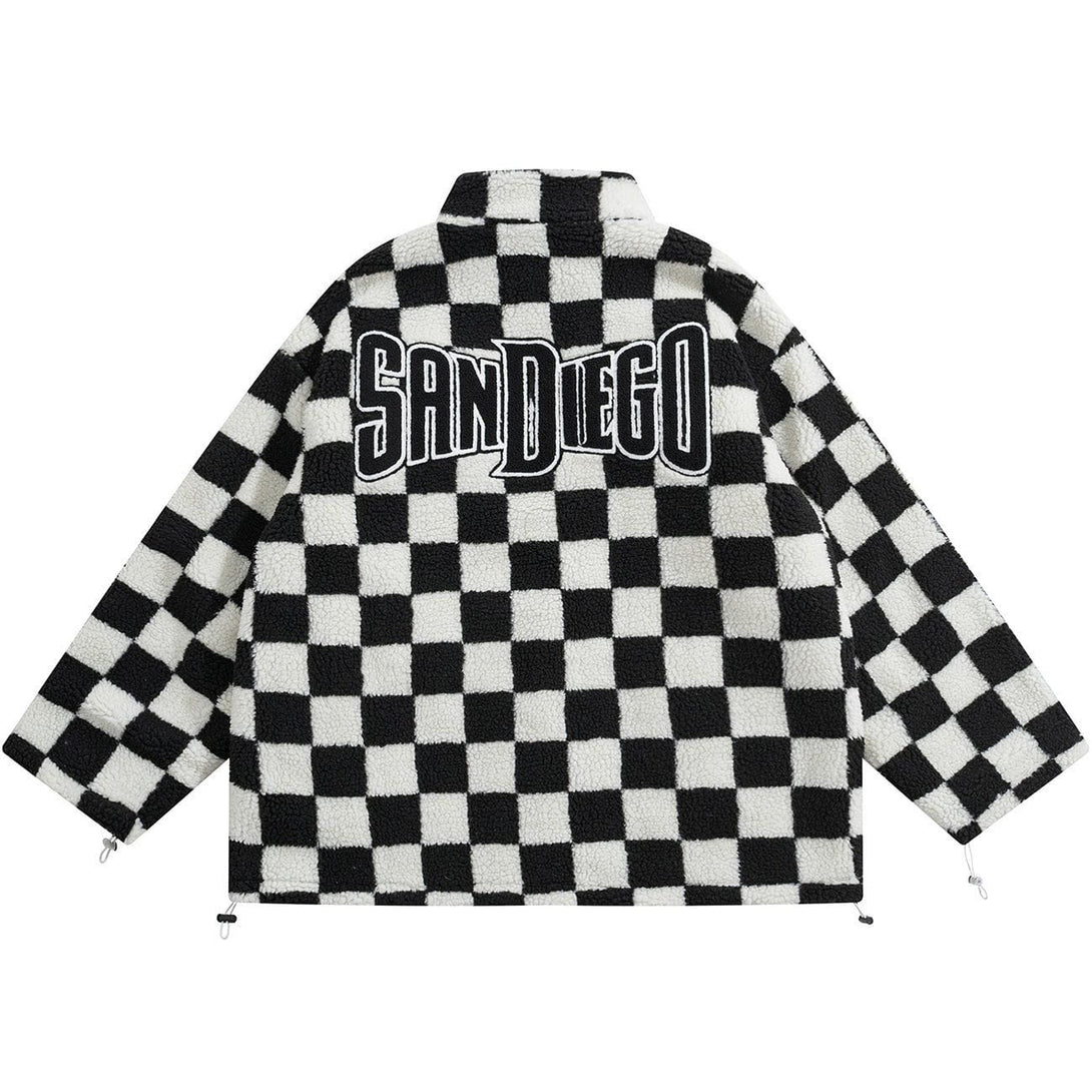 Lacezy - Checkerboard Double-sided Winter Coat- Streetwear Fashion - lacezy.com