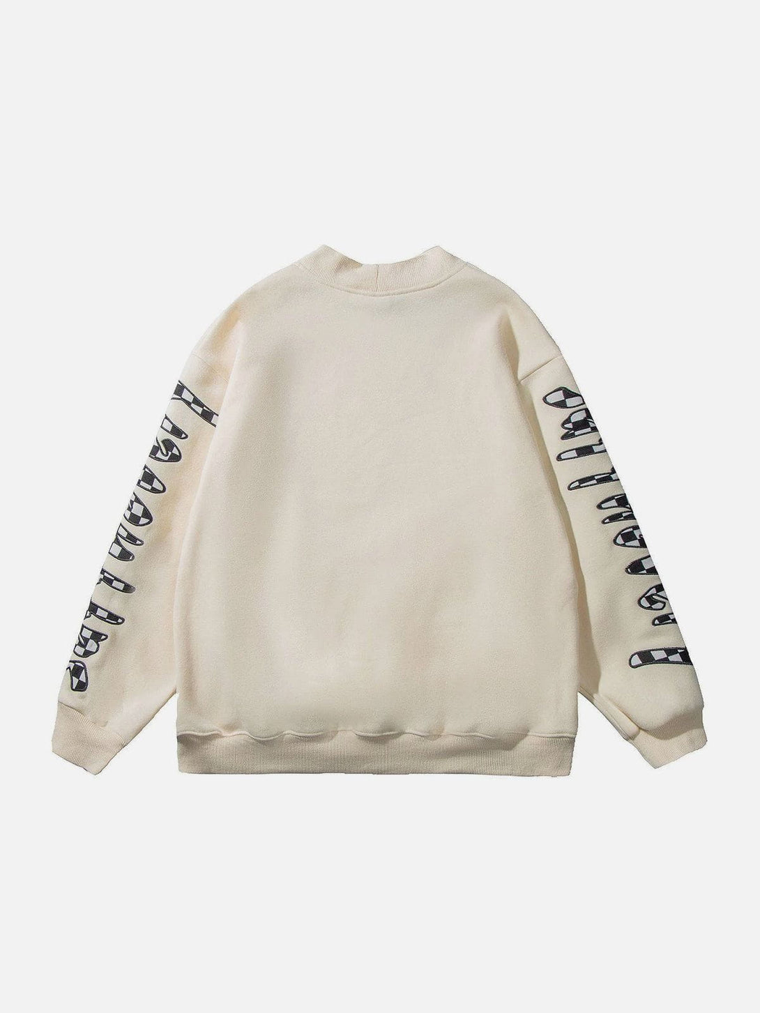 Lacezy - Checkerboard Letter Sleeves Sweatshirt- Streetwear Fashion - lacezy.com