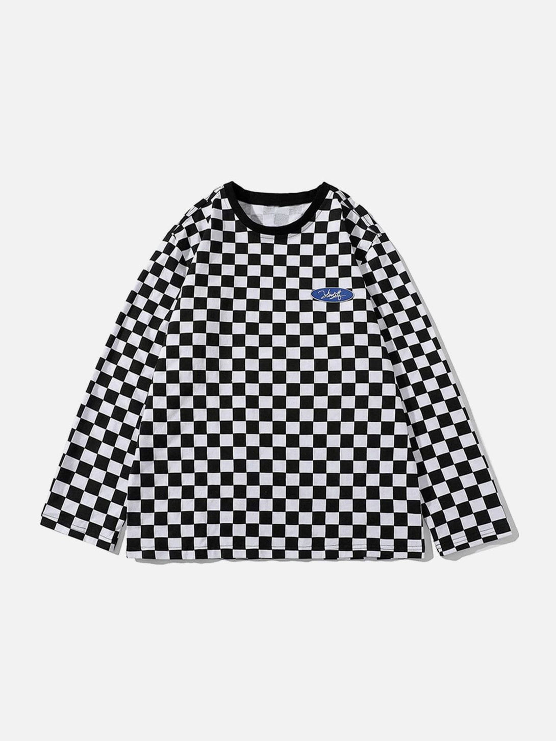 Lacezy - Checkerboard Long Sleeves- Streetwear Fashion - lacezy.com