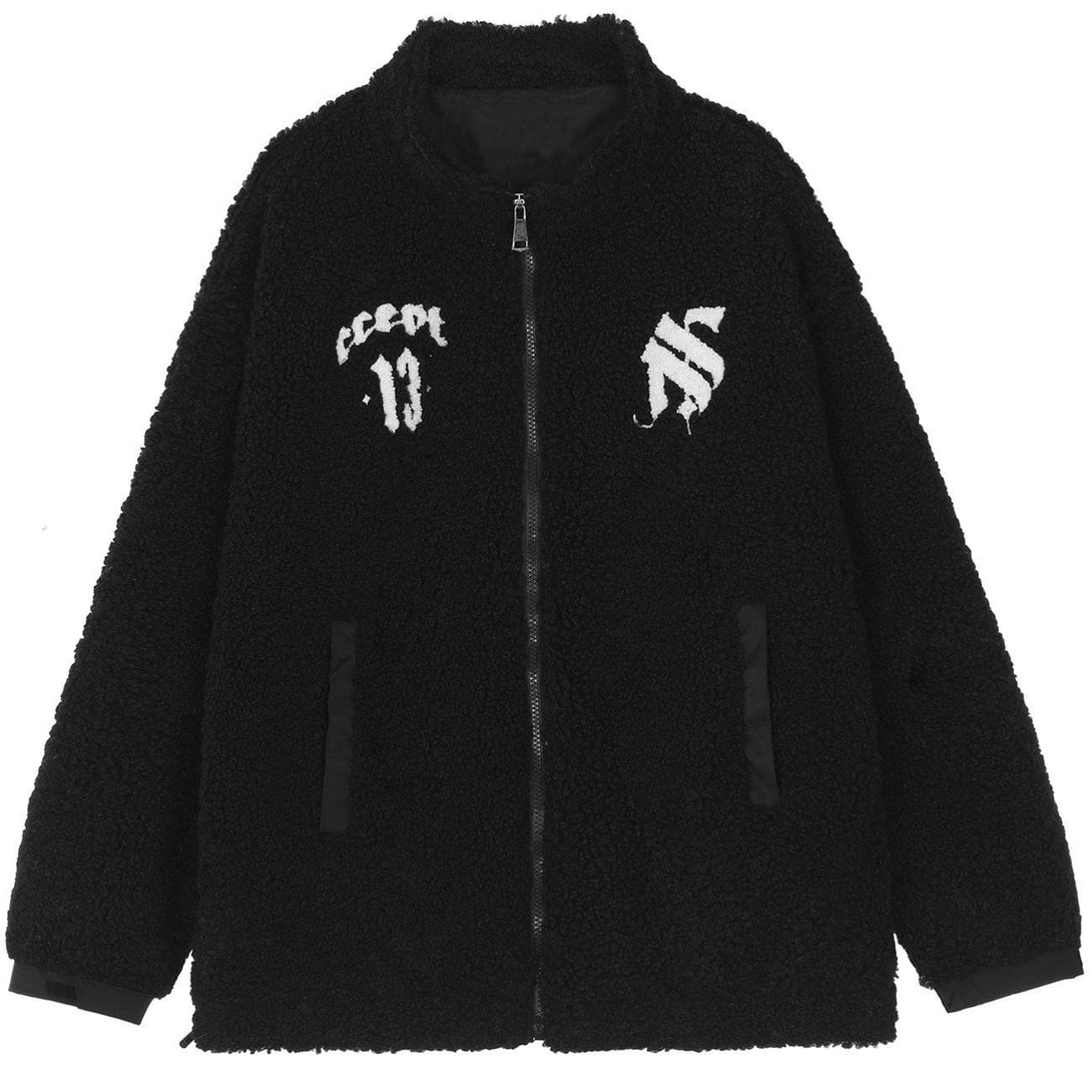 Lacezy - Checkerboard Pattern Sherpa Winter Coat- Streetwear Fashion - lacezy.com