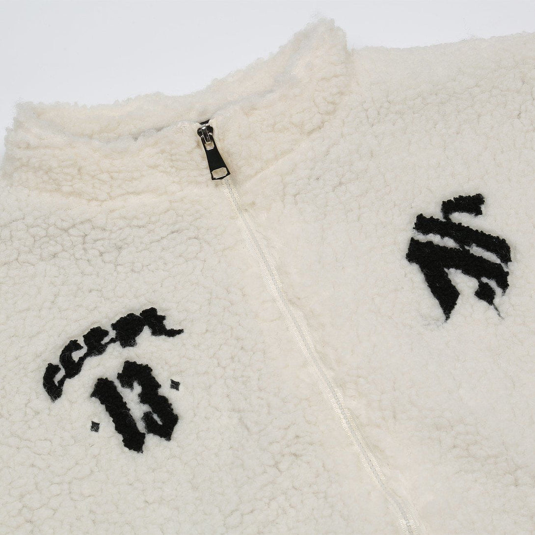 Lacezy - Checkerboard Pattern Sherpa Winter Coat- Streetwear Fashion - lacezy.com