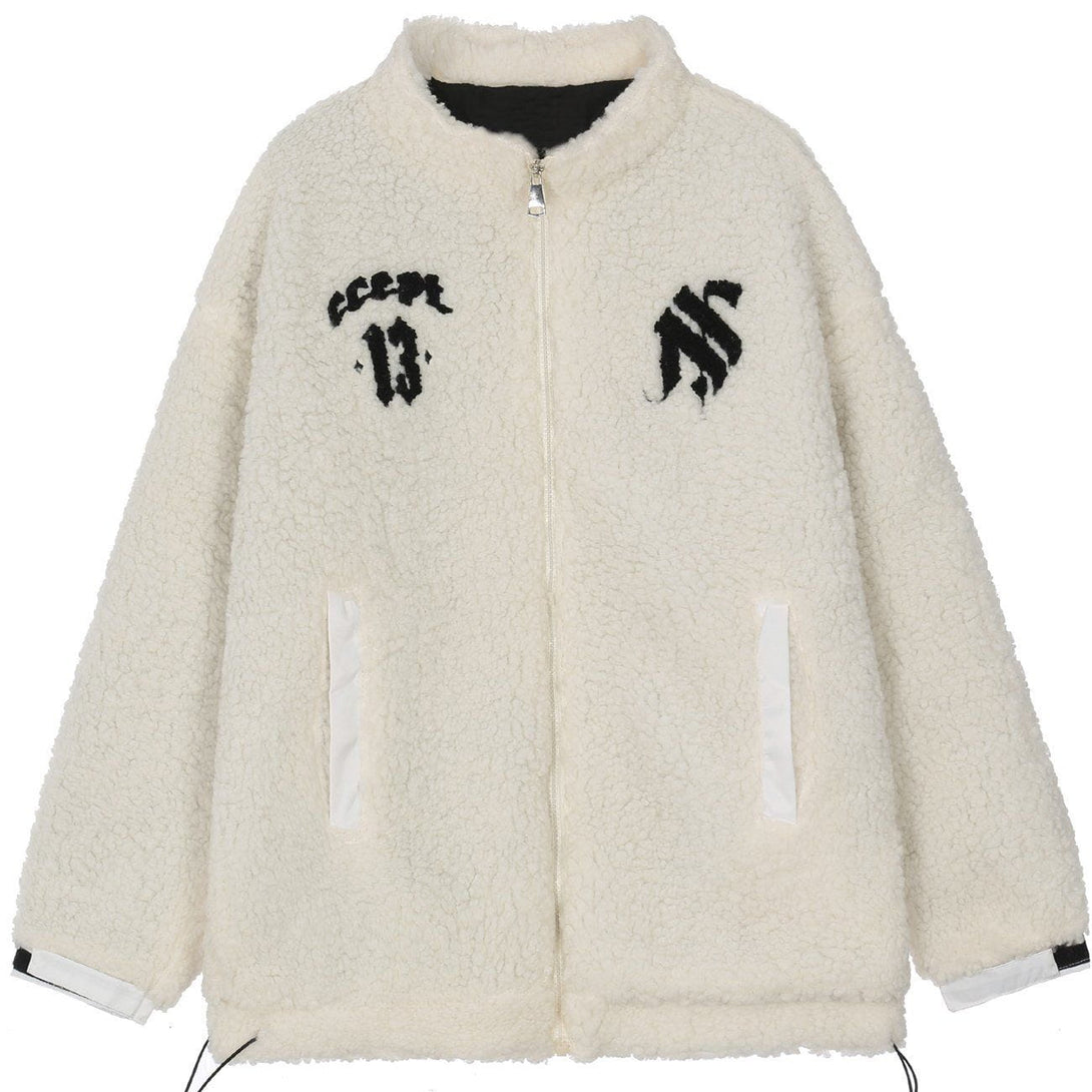 Lacezy - Checkerboard Pattern Sherpa Winter Coat- Streetwear Fashion - lacezy.com