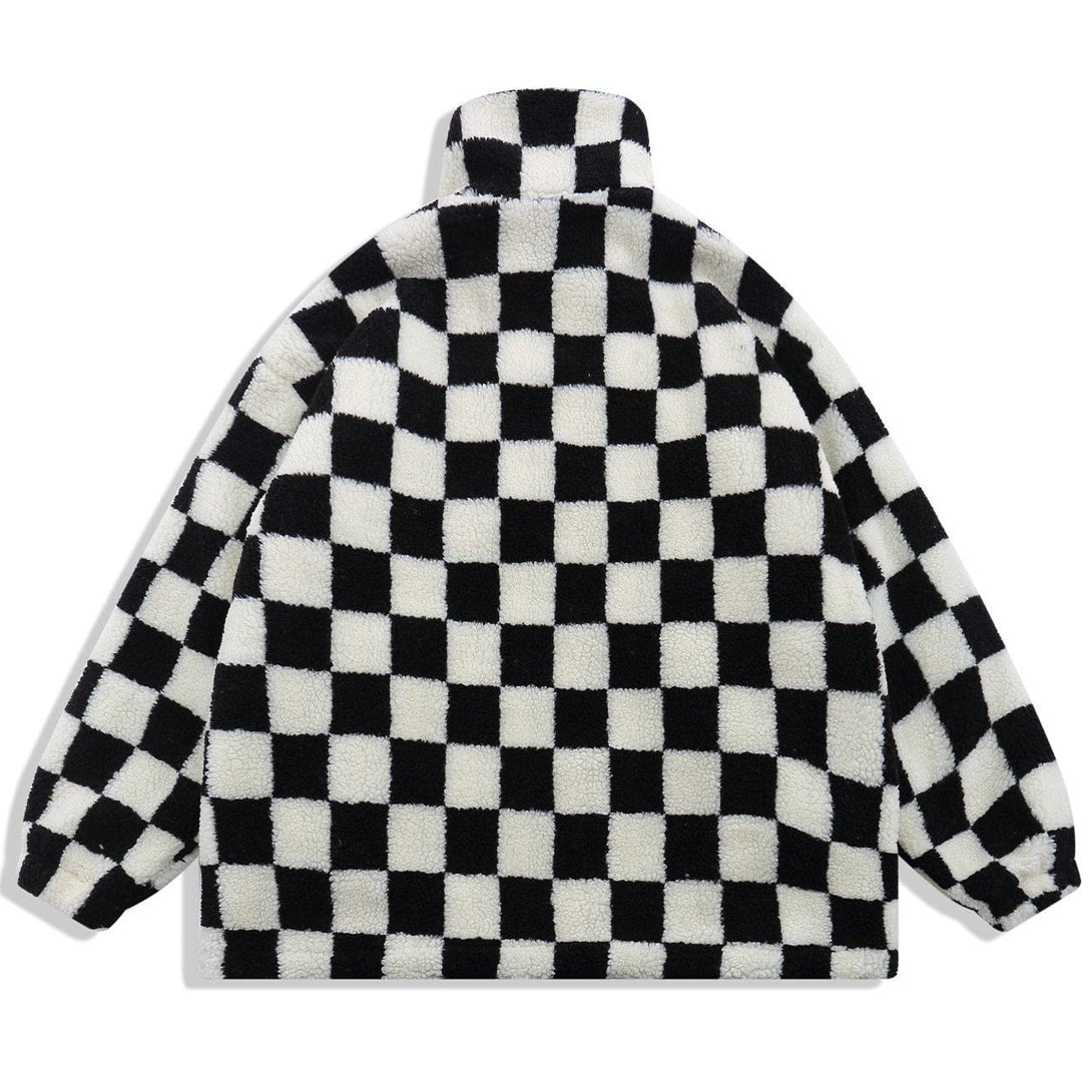 Lacezy - Checkerboard Winter Coat- Streetwear Fashion - lacezy.com