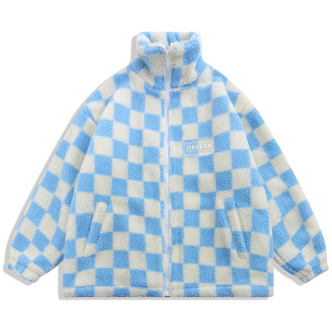 Lacezy - Checkerboard Winter Coat- Streetwear Fashion - lacezy.com