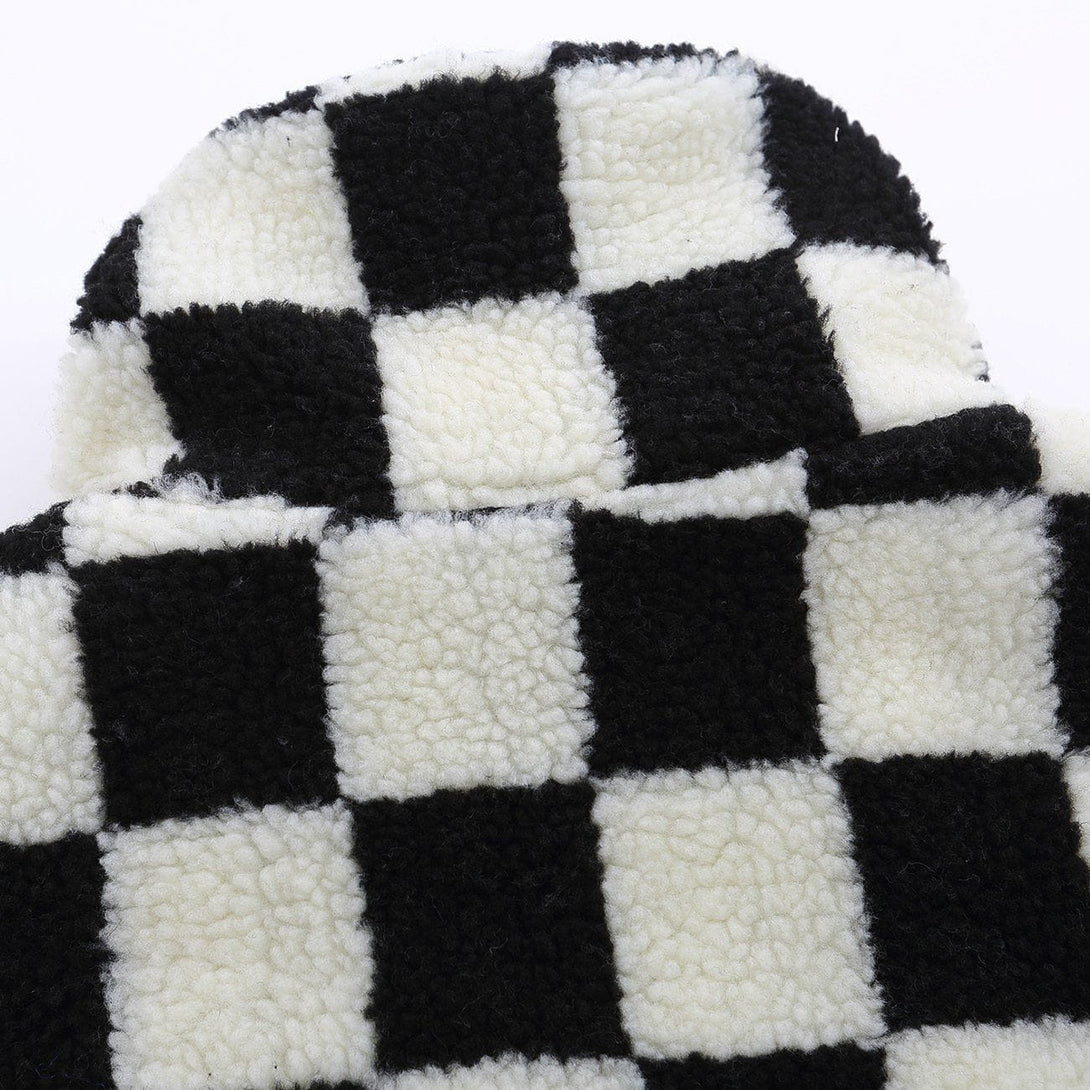 Lacezy - Checkerboard Winter Coat- Streetwear Fashion - lacezy.com