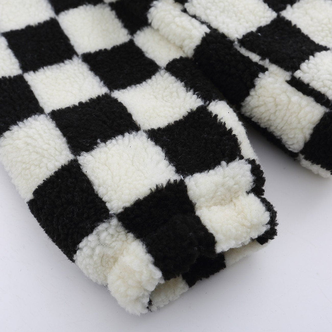 Lacezy - Checkerboard Winter Coat- Streetwear Fashion - lacezy.com