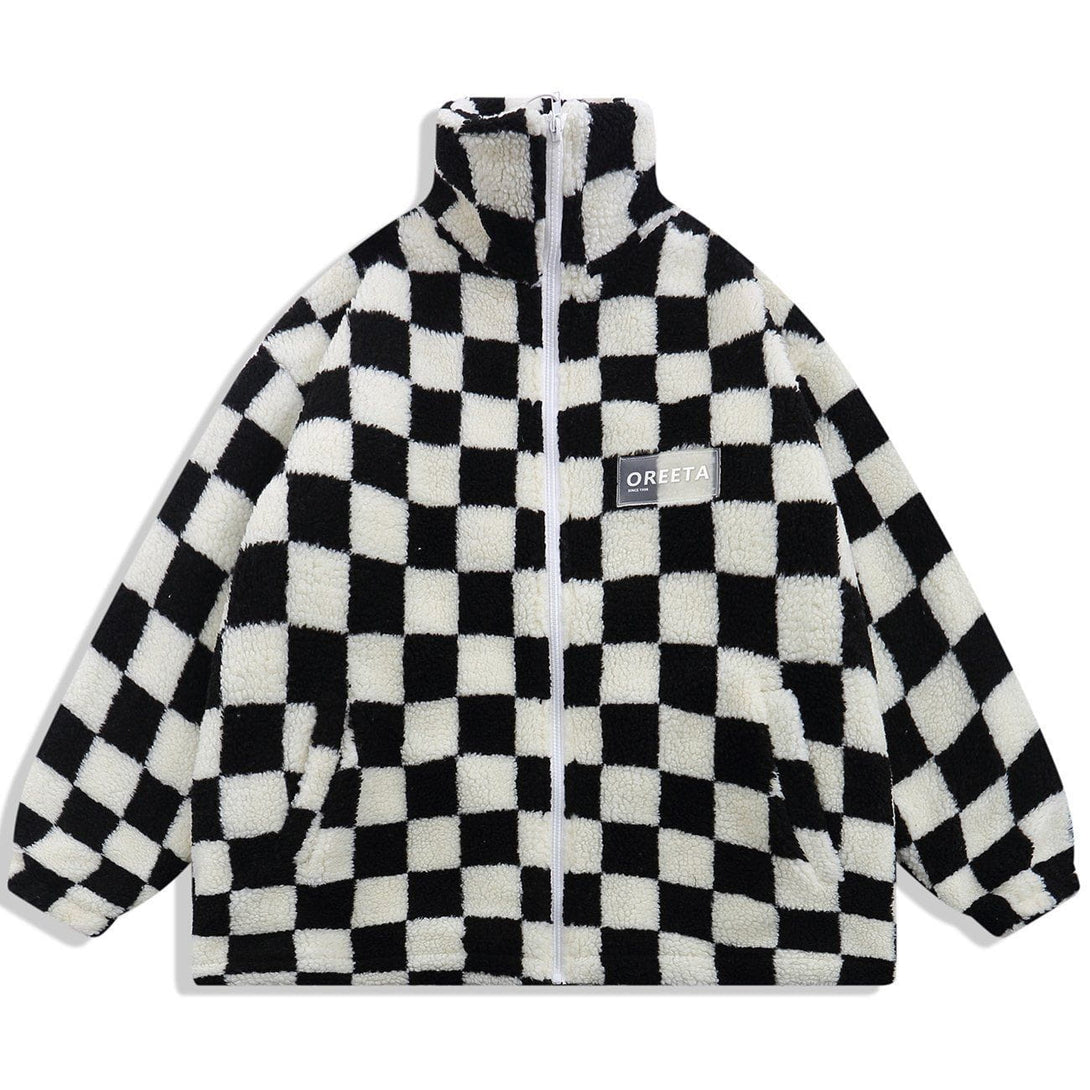 Lacezy - Checkerboard Winter Coat- Streetwear Fashion - lacezy.com