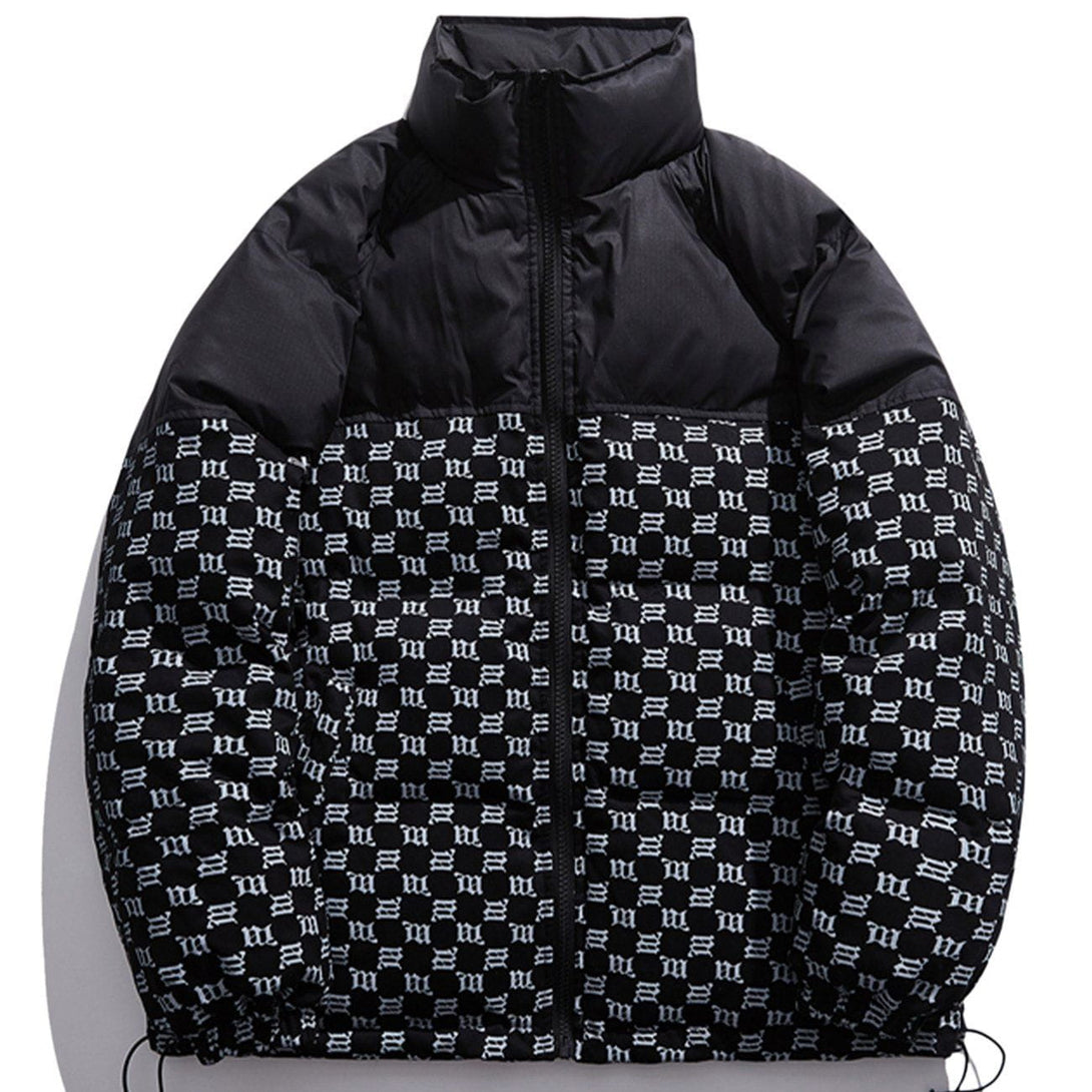 Lacezy - Color Block Check Winter Coat- Streetwear Fashion - lacezy.com